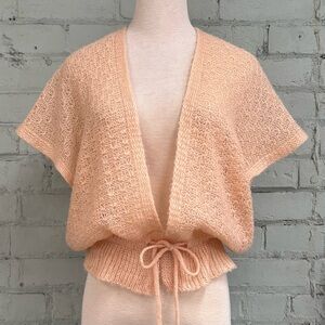 Vintage Peach Open-Front Cardigan